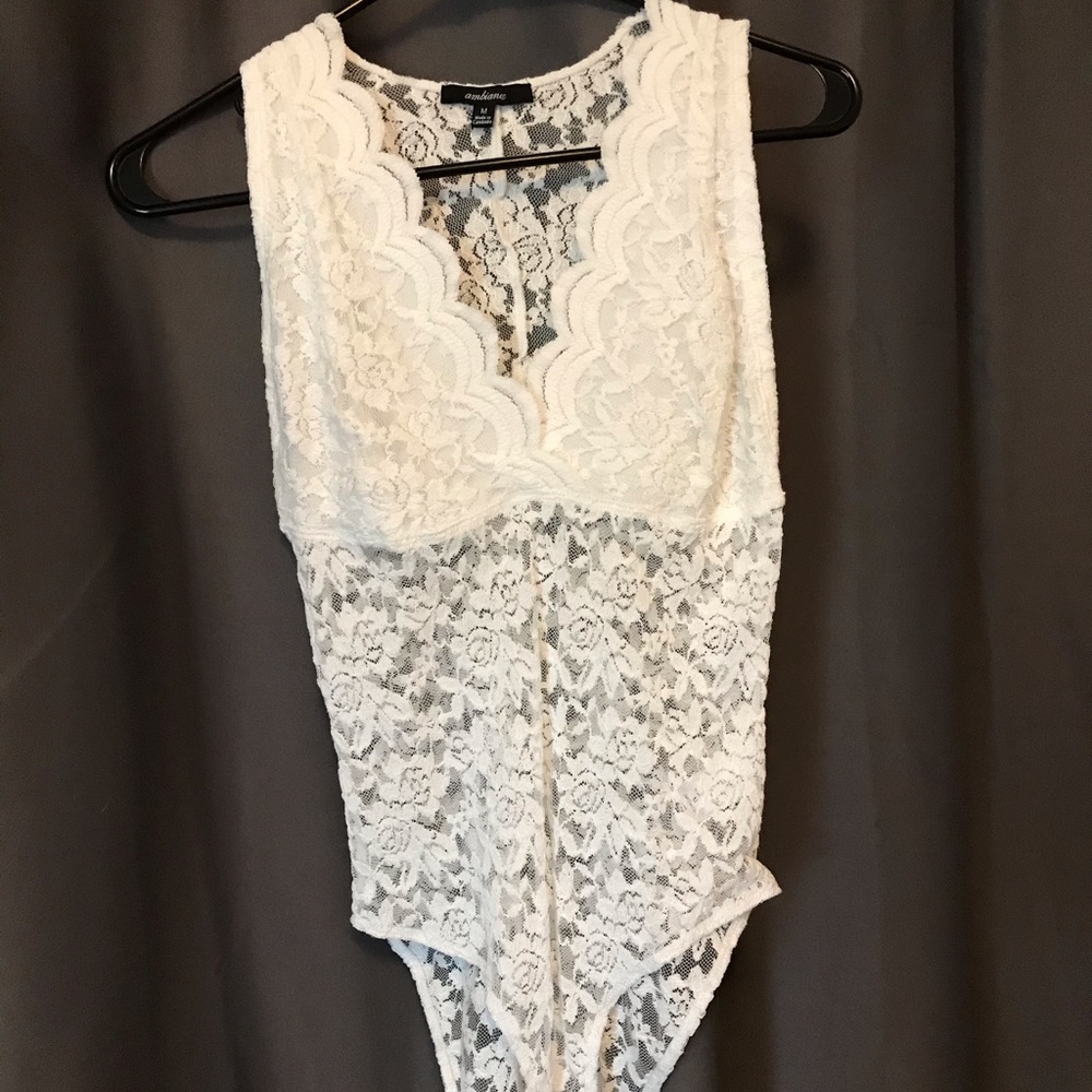 White lace body suit